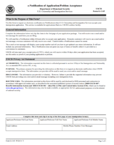 G-1145 Form - E-Notification of Application or Petition Acceptance