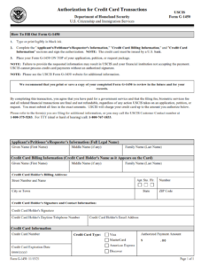 G-1450 Form - Authorization for Credit Card Transactions