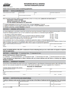 REG 230 - Motorized Bicycle Instructions or Application Page 1