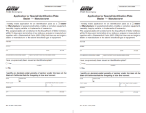 REG 353 - Application for Special Identification Plate Dealer – Manufacturer Page 1