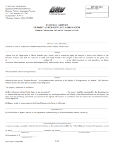 REG 4029 - Business Partner Deposit Agreement and Assignment Page 1