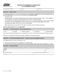 REG 590 - Request for Commercial Registration of a Passenger Vehicle