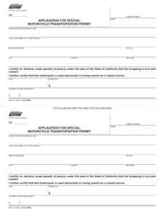 REG 712 - Application for Special Motorcycle Transportation Permit