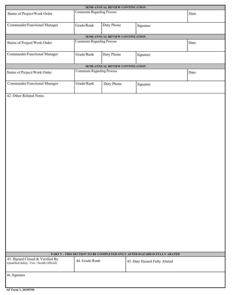 AF Form 3 - Hazard Abatement Plan Page 2