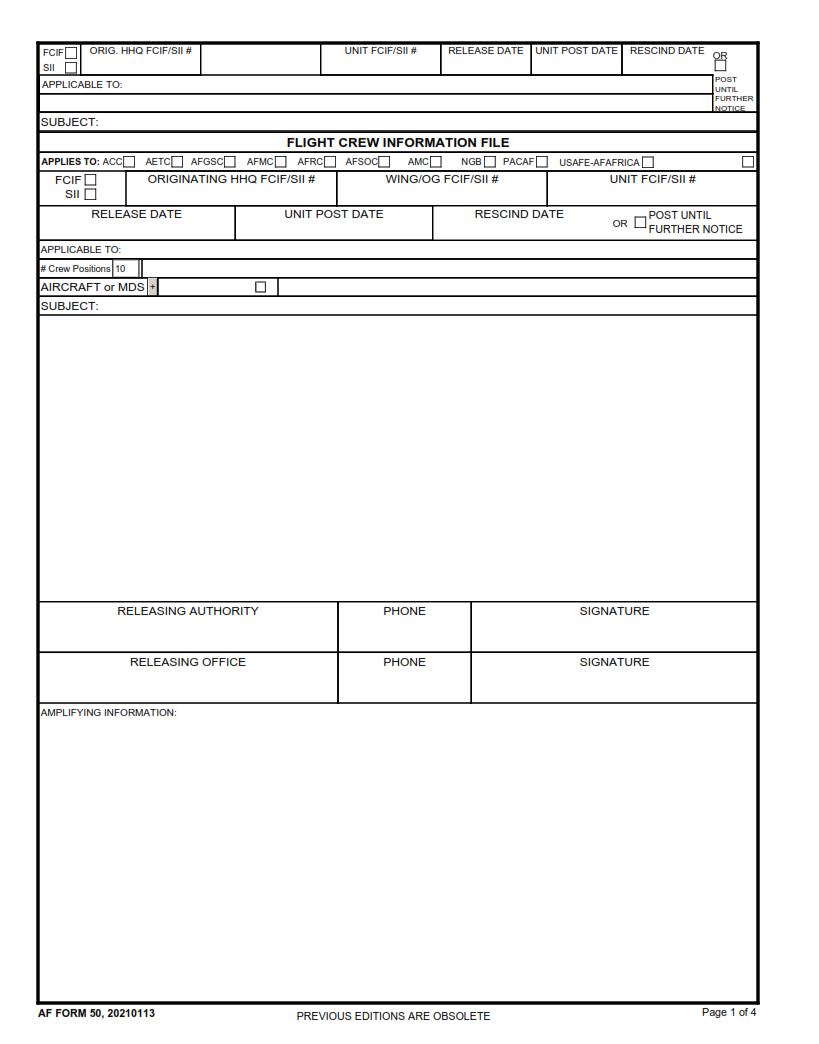 AF Form 50 - Flight Crew Information File page 2