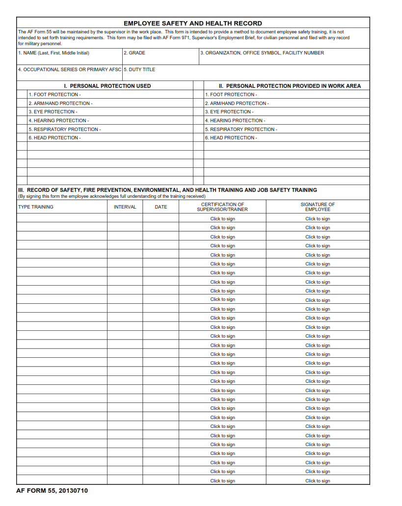 Fillable Af Form 55 Printable Forms Free Online