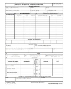 AF Form 8A - Certificate Of Universal Aircrew Qualification Page 1