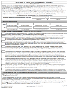 DAF Form 202 - Department Of The Air Force Civilian Mobility Agreement Page 1