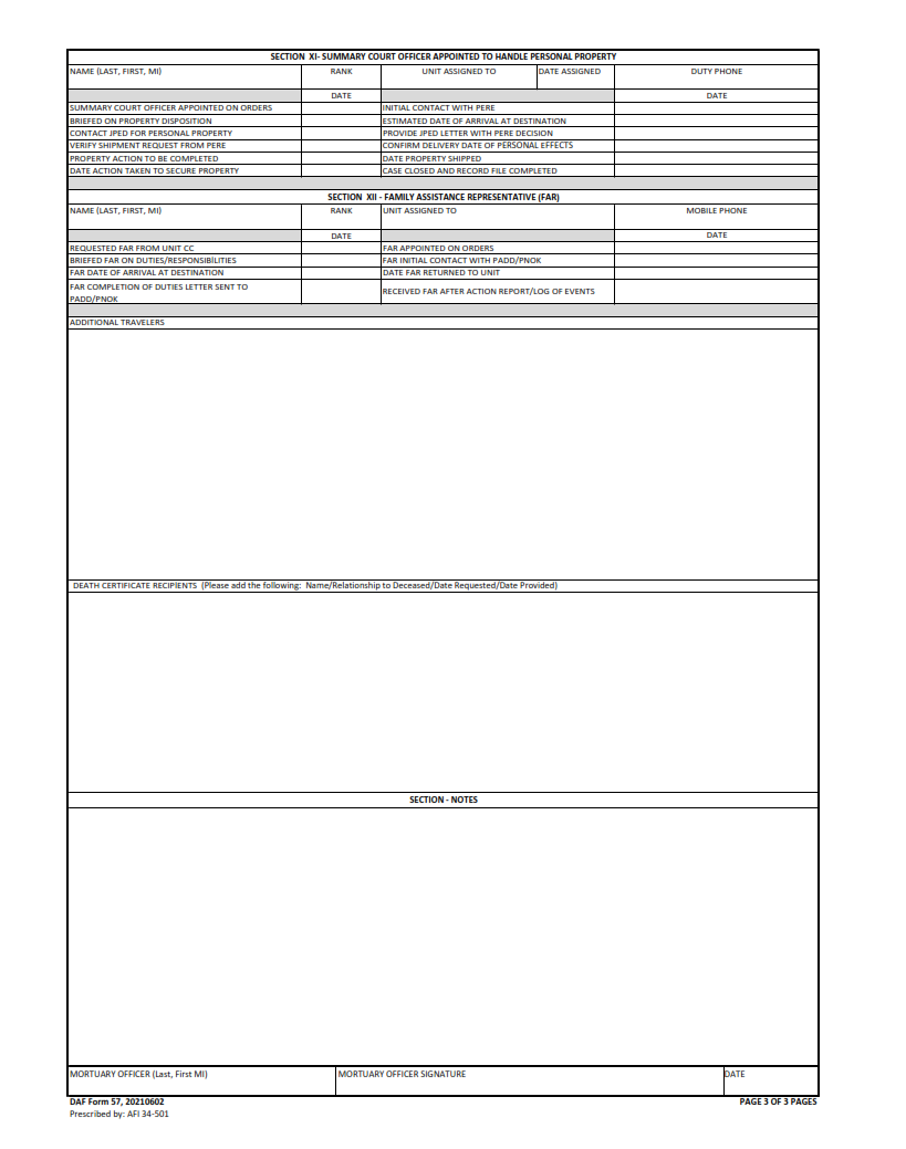 DAF Form 57 - Mortuary Guide Page 3
