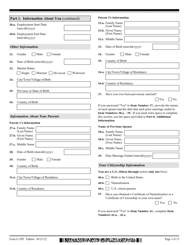 I-129F Form – Petition for Alien Fiancé(e) | Finder Doc