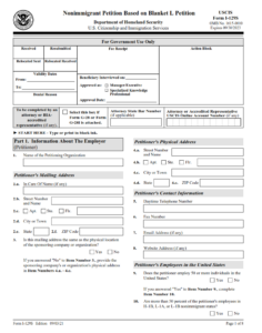 I-129S Form - Nonimmigrant Petition Based on Blanket L Petition Page 1