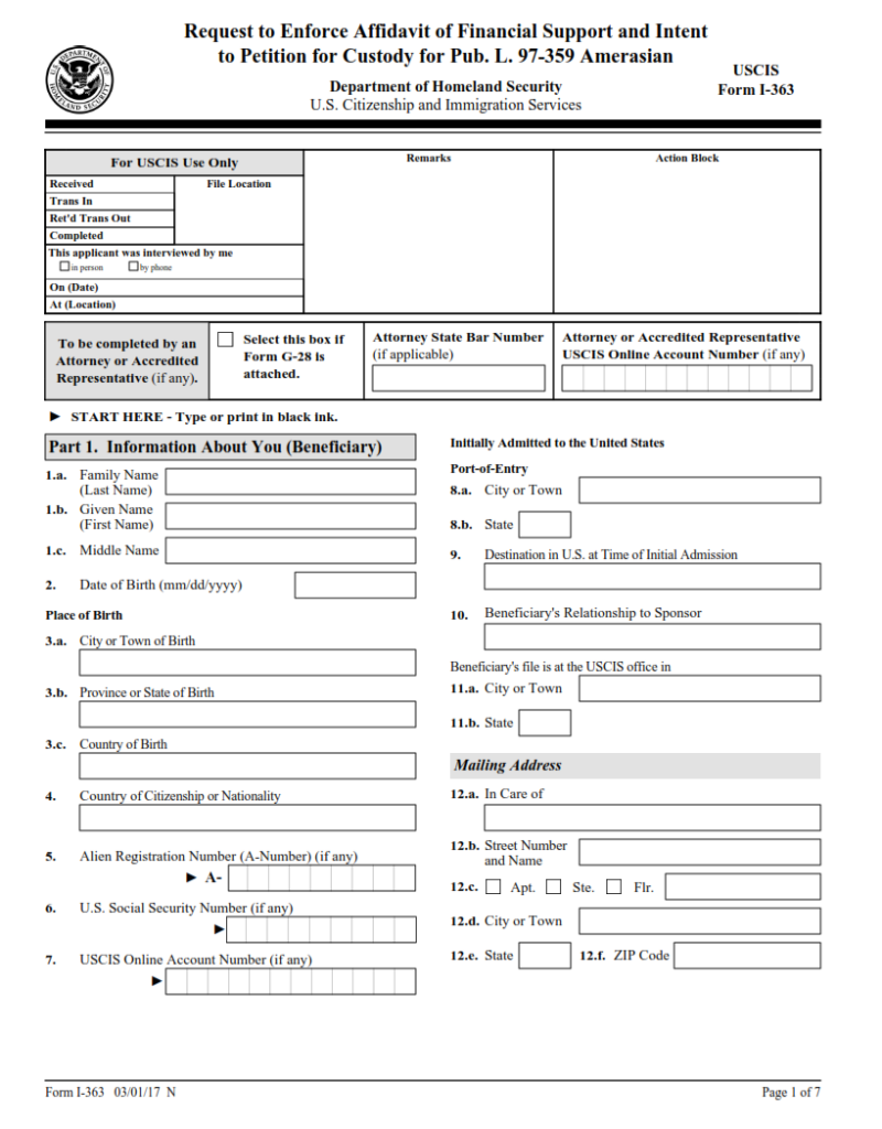 I-363 Form – Request to Enforce Affidavit of Financial Support and ...