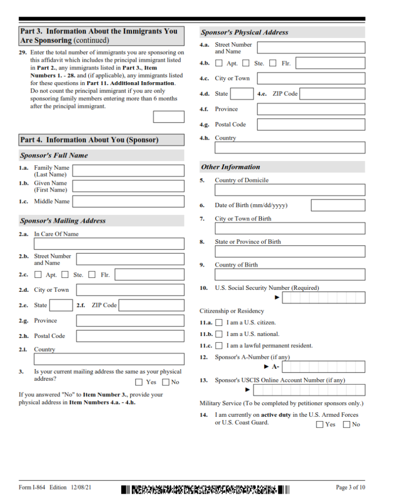 I-864 Form – Affidavit of Support Under Section 213A of the INA ...