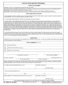 AF Form 133 - Oath Of Office Military Personnel