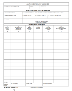 AF Form 142 - Aviation Service Audit Worksheet Page 1