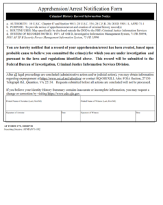 AF Form 179 - Apprehension Arrest Notification Form