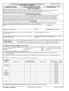 AF Form 24 - Application For Appointment As Reserve Of The Air Force Or Usaf Without Component Page 1