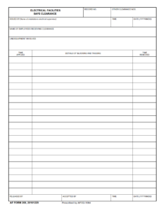 AF Form 269 - Electrical Facilities Safe Clearance
