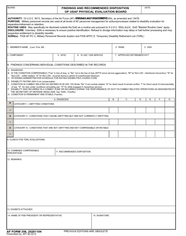 AF Form 348 – Line Of Duty Determination | Finder Doc