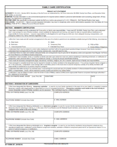 AF Form 357 - Family Care Certification Page 1