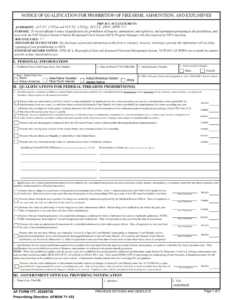 AF Form177 - Notification Of Qualification For Prohibition Of Firearms, Ammunition, And Explosives Page 1