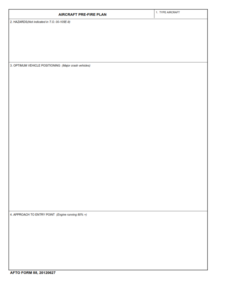 AFTO Form 88 Aircraft PreFire Plan Finder Doc