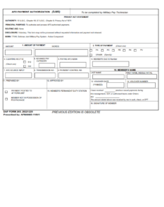 DAF Form 265 - Afo Payment Authorization (JUMPS)