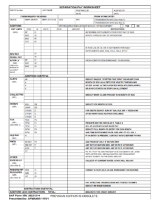 DAF Form 350 - Separation Pay Worksheet Page 1