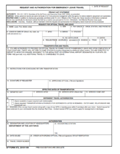 AF 972 Form - Request And Authorization For Emergency Leave Travel