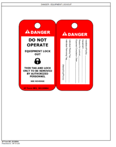 AF 983 Form - Danger-Equipment Lockout Tag