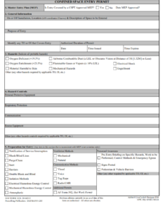 AF Form 1024 - Confined Spaces Entry Permit Part 1