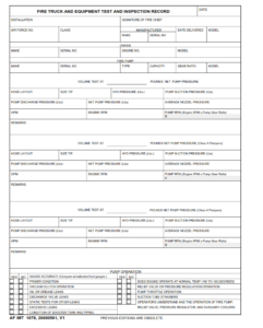 AF Form 1078 - Fire Truck And Equipment Test And Inspection Record Part 1