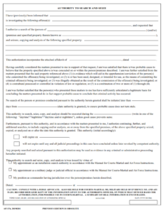AF Form 1176 - Authority to Search and Seize