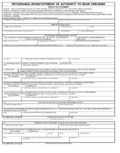 AF Form 590 - Withdrawal Or Reinstatement Of Authority To Bear Firearms