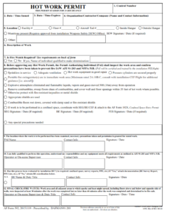 AF Form 592 - Usaf Hot Work Permit Page 1