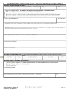 DA Form F679 - Department of the Air Force Publication Compliance Item Waiver Request Approval