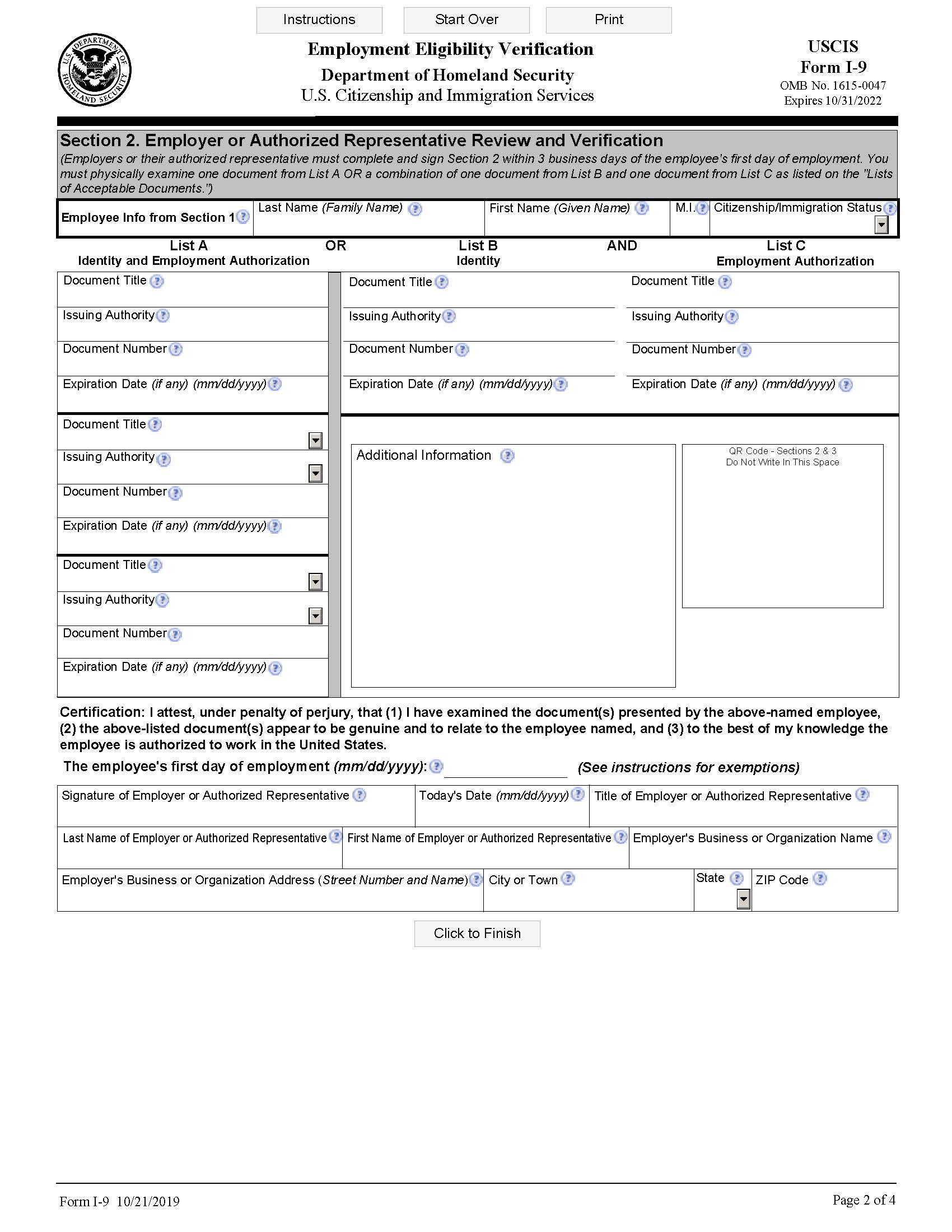 I9 Form 2023 Printable, Fillable PDF
