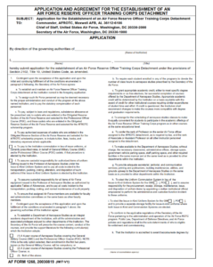 AF Form 1268 - Application and Agreement for the Establishment of an Air Force Reserve Officer Training Corps Detachment