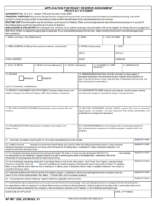 AF Form 1288 - Application For Ready Reserve Assignment Part 1