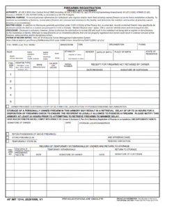AF Form 1314 - Firearms Registration Part 1