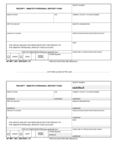 AF Form 1387 - Receipt - Inmate's Personal Deposit Fund