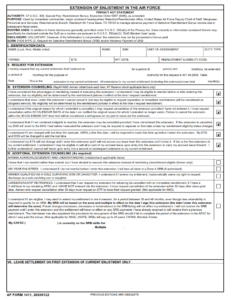 AF Form 1411 - Extension Of Enlistment In The Air Force