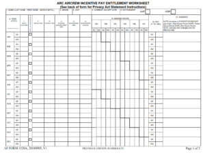 AF Form 1520A - Arc Aircrew Incentive Pay Entitlement Worksheet Part 1