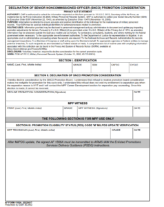 AF Form 1566A - Declination Of Senior Noncommissioned Officer (Snco) Promotion Consideration