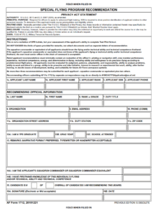 AF Form 1712 - Special Flying Program Recommendation