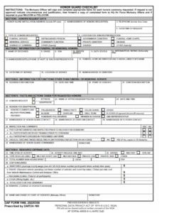 Af Form 1946 – Honor Guard Checklist 