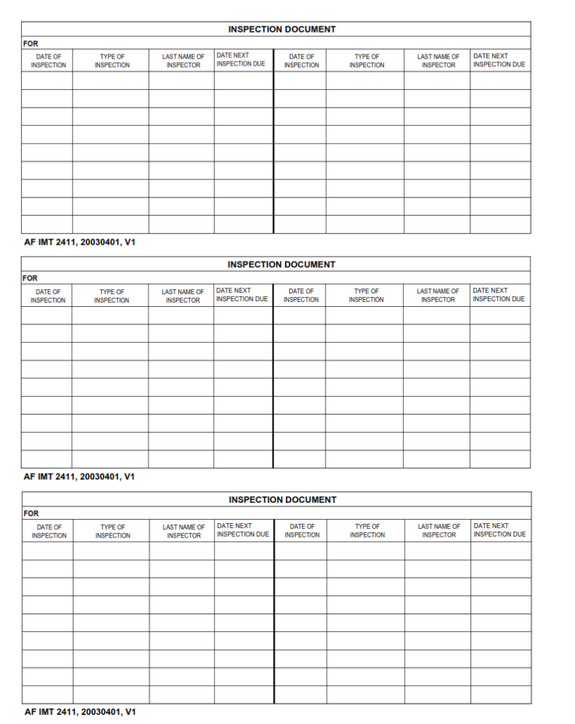 AF Form 2411 – Inspection Document | Finder Doc