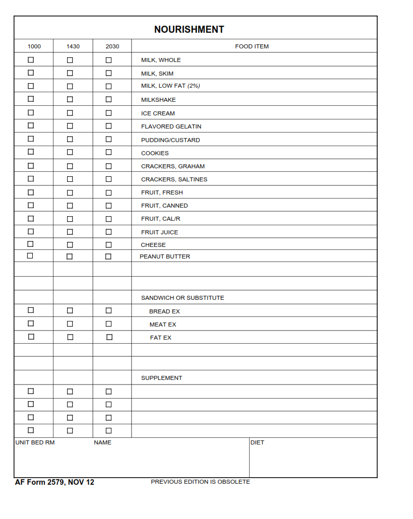 AF Form 2579 Nourishment Finder Doc