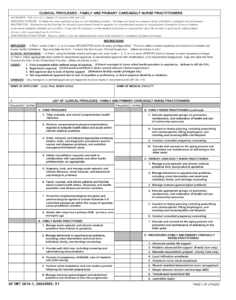 AF Form 2816-1 - Clinical Privileges – Family And Primary Care/Adult Nurse Practitioners