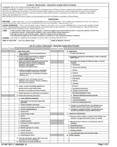 AF Form 2817-1 - Clinical Privileges - Pediatric Nurse Practitioner Part 1
